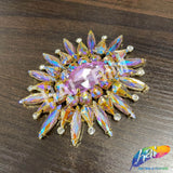 Fancy Sunburst Flower Medallion Rhinestone Applique, YH-510