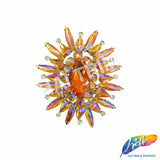 Fancy Sunburst Flower Medallion Rhinestone Applique, YH-510