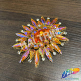 Fancy Sunburst Flower Medallion Rhinestone Applique, YH-510
