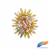 Fancy Sunburst Flower Medallion Rhinestone Applique, YH-510