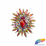 Fancy Sunburst Flower Medallion Rhinestone Applique, YH-510