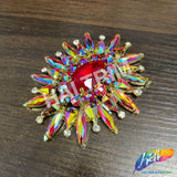 Fancy Sunburst Flower Medallion Rhinestone Applique, YH-510