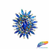 Fancy Sunburst Flower Medallion Rhinestone Applique, YH-510