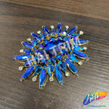 Fancy Sunburst Flower Medallion Rhinestone Applique, YH-510