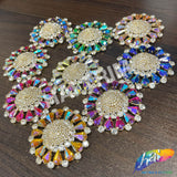 Fancy Flower Medallion Rhinestone Applique, YH-513