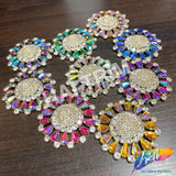 Fancy Flower Medallion Rhinestone Applique, YH-513