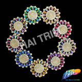 Fancy Flower Medallion Rhinestone Applique, YH-513