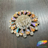 Fancy Flower Medallion Rhinestone Applique, YH-513