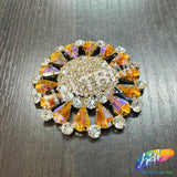 Fancy Flower Medallion Rhinestone Applique, YH-513