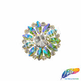 Fancy Flower Medallion Rhinestone Applique, YH-518