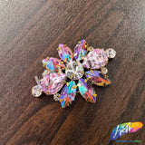 Fancy Flower Motif Rhinestone Applique, YH-520