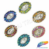 Fancy Jeweled Oval Rhinestone Applique, YH-523