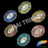 Fancy Jeweled Oval Rhinestone Applique, YH-523