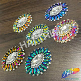 Fancy Jeweled Oval Rhinestone Applique, YH-523