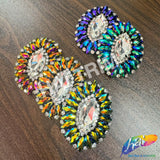 Fancy Jeweled Oval Rhinestone Applique, YH-523