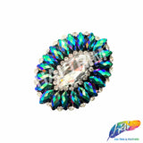 Fancy Jeweled Oval Rhinestone Applique, YH-523