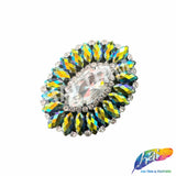 Fancy Jeweled Oval Rhinestone Applique, YH-523