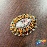 Fancy Jeweled Oval Rhinestone Applique, YH-523