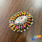 Fancy Jeweled Oval Rhinestone Applique, YH-523