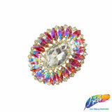 Fancy Jeweled Oval Rhinestone Applique, YH-523
