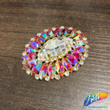 Fancy Jeweled Oval Rhinestone Applique, YH-523