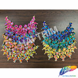 Fancy Floral Motif Rhinestone Collar Applique, YH-524