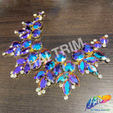 Fancy Floral Motif Rhinestone Collar Applique, YH-524