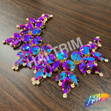 Fancy Floral Motif Rhinestone Collar Applique, YH-524