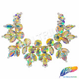 Fancy Floral Motif Rhinestone Collar Applique, YH-524