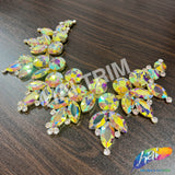 Fancy Floral Motif Rhinestone Collar Applique, YH-524