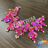 Fancy Floral Motif Rhinestone Collar Applique, YH-524