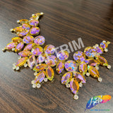 Fancy Floral Motif Rhinestone Collar Applique, YH-524