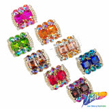 Fancy Rounded Rectangle Rhinestone Medallion Applique, YH-525