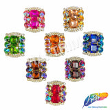 Fancy Rounded Rectangle Rhinestone Medallion Applique, YH-525