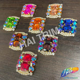 Fancy Rounded Rectangle Rhinestone Medallion Applique, YH-525