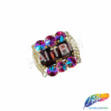 Fancy Rounded Rectangle Rhinestone Medallion Applique, YH-525