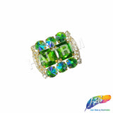 Fancy Rounded Rectangle Rhinestone Medallion Applique, YH-525