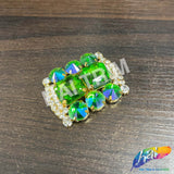 Fancy Rounded Rectangle Rhinestone Medallion Applique, YH-525