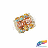 Fancy Rounded Rectangle Rhinestone Medallion Applique, YH-525