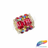 Fancy Rounded Rectangle Rhinestone Medallion Applique, YH-525