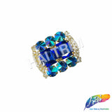 Fancy Rounded Rectangle Rhinestone Medallion Applique, YH-525