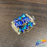 Fancy Rounded Rectangle Rhinestone Medallion Applique, YH-525