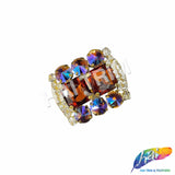 Fancy Rounded Rectangle Rhinestone Medallion Applique, YH-525