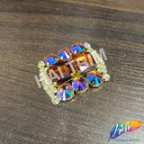 Fancy Rounded Rectangle Rhinestone Medallion Applique, YH-525