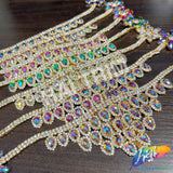 Fancy Color AB Rhinestone Neckpiece Applique, YH-526
