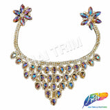 Fancy Color AB Rhinestone Neckpiece Applique, YH-526