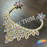 Fancy Color AB Rhinestone Neckpiece Applique, YH-526