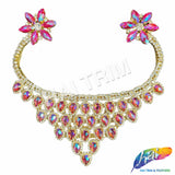 Fancy Color AB Rhinestone Neckpiece Applique, YH-526
