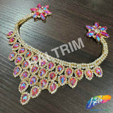 Fancy Color AB Rhinestone Neckpiece Applique, YH-526