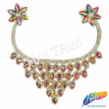 Fancy Color AB Rhinestone Neckpiece Applique, YH-526